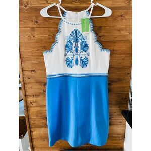 Lilly Pulitzer Adalie Stretch Shift Dress in Bennet Blue Size 12 NWT